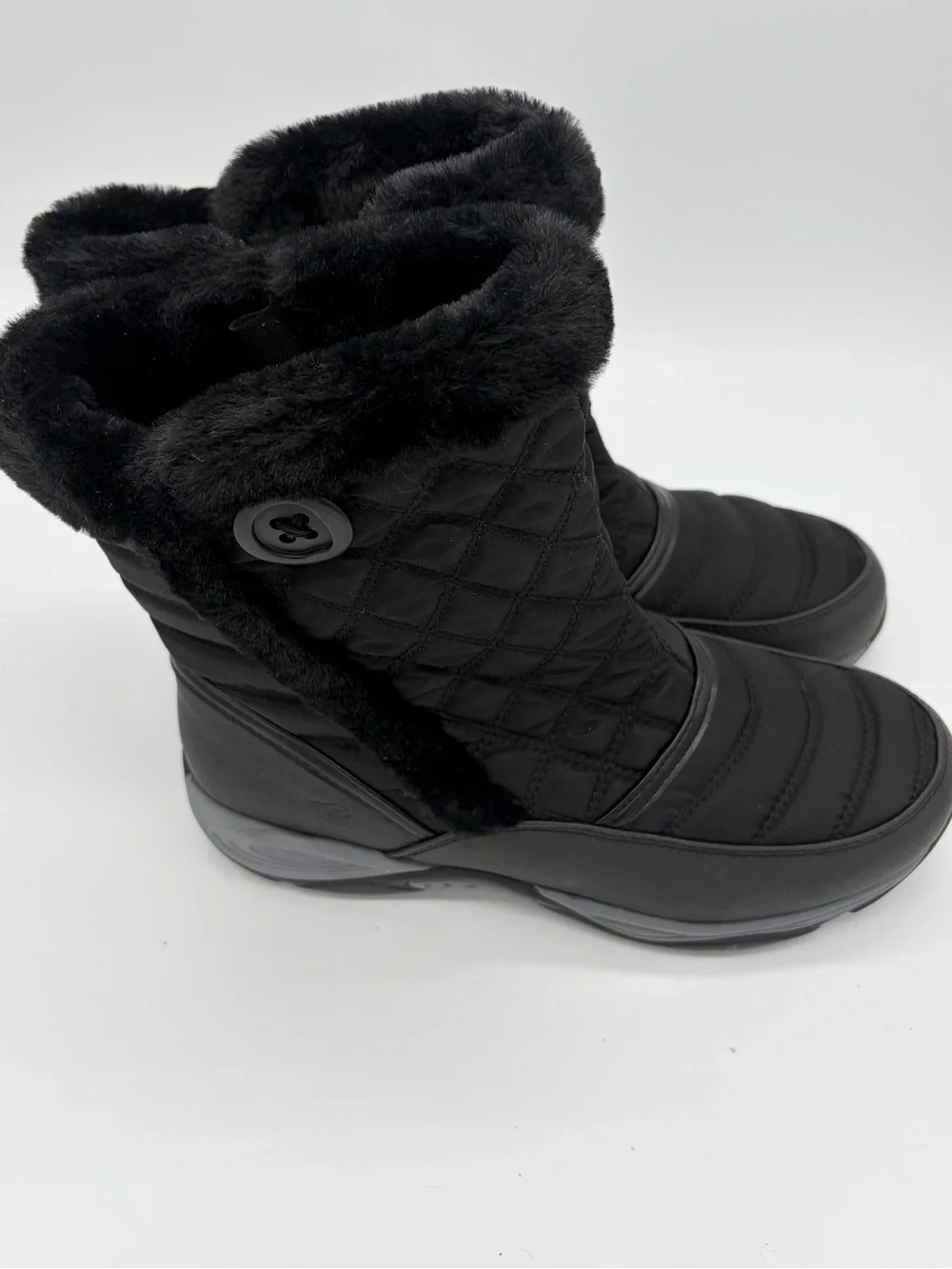 Easy Spirit Black Quilted Faux-Fur Winter Boots